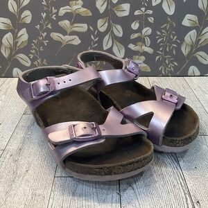 Birkenstock Girls Rio Sandal Size EU26 US8 Kids Children Pink Metallic